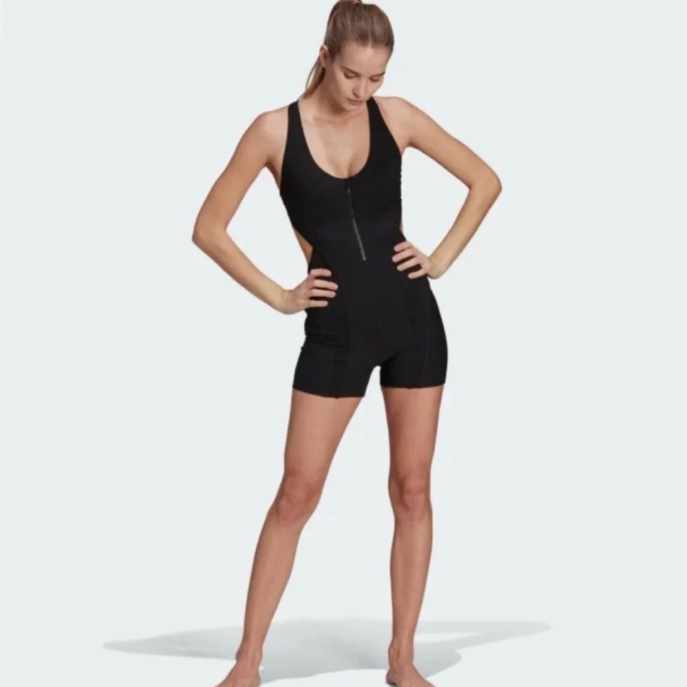 adidas Yoga For Elements Black Ribbed Short Onesie
